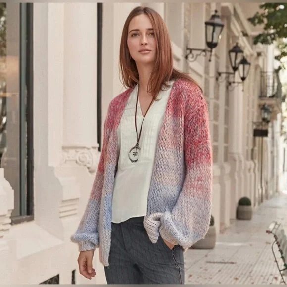 Sundance favorite hue cardigan - boho ombré balloon sleeves size M/L wool blend - Picture 1 of 13